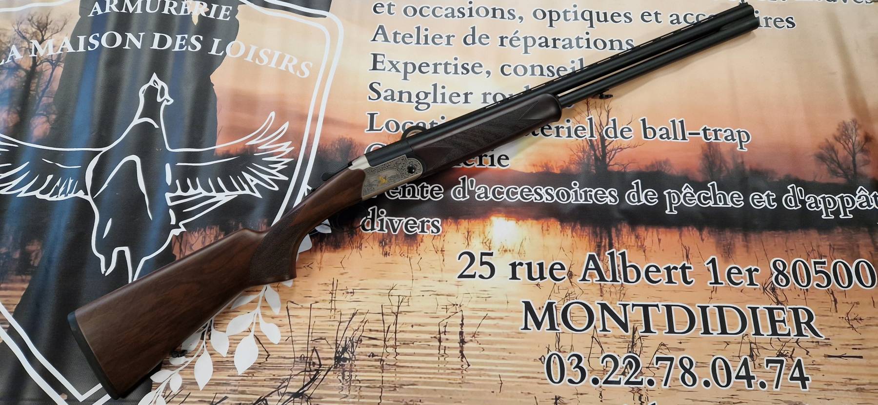 Fusil superposé HUGLU Eagle gravé