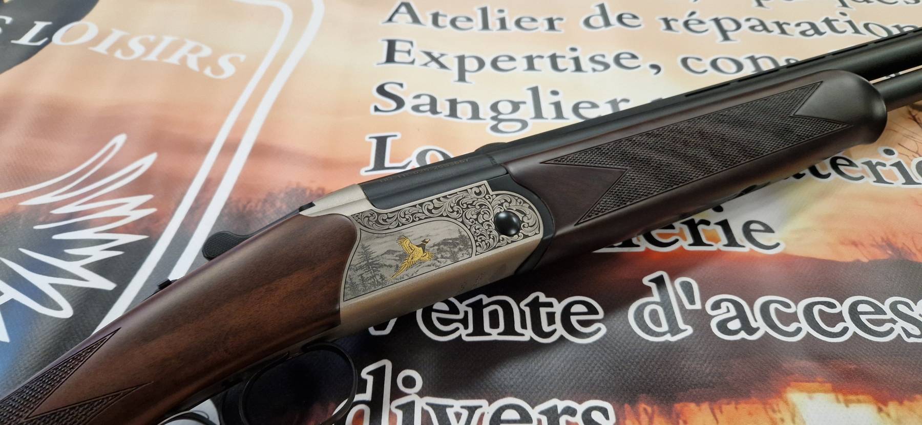 Fusil superposé HUGLU Eagle gravé