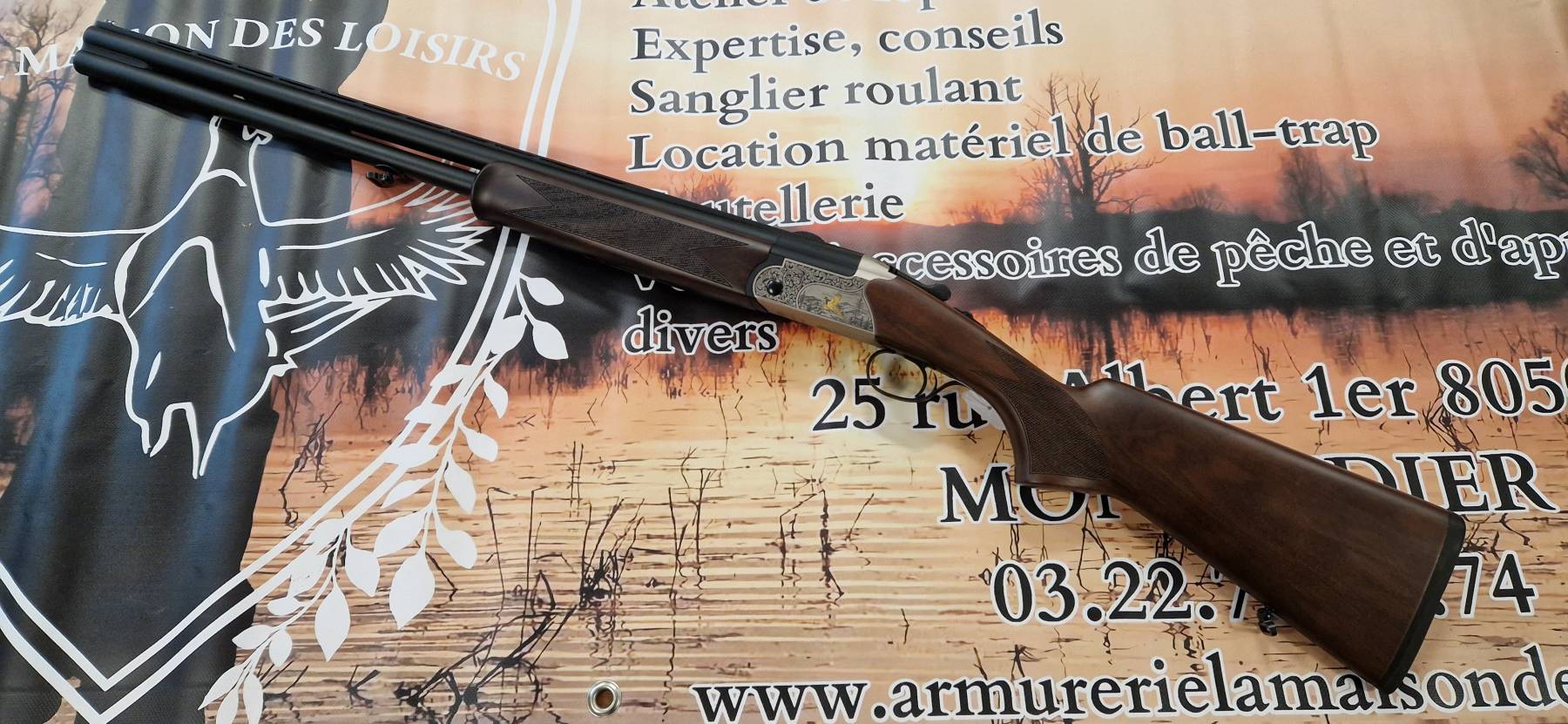 Fusil superposé HUGLU Eagle gravé